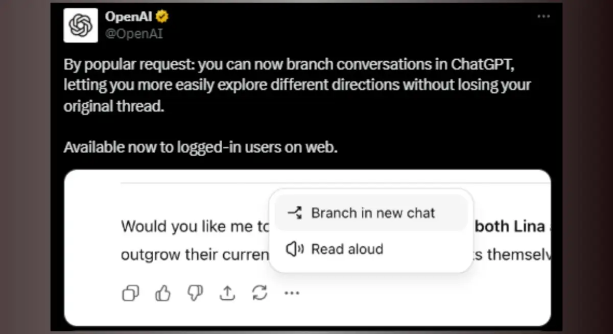 ChatGPTలో అద్భుతమైన కొత్త ఫీచర్: 'బ్రాంచ్ కన్వర్జేషన్'తో మీ చాట్స్‌కి కొత్త దారులు!