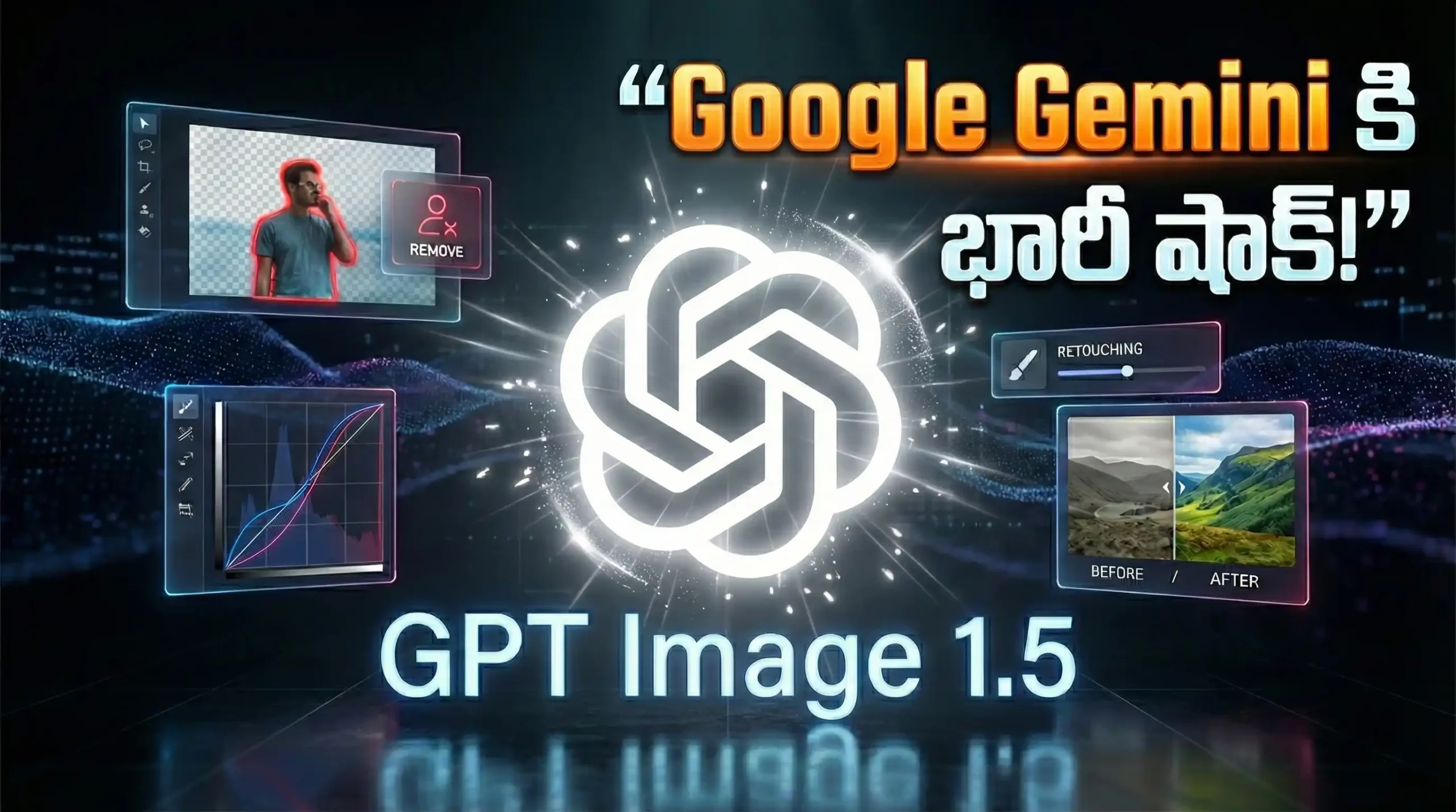 ChatGPT కొత్త GPT Image 1.5 అప్డేట్ ఫీచర్డ్ ఇమేజ్. ఇందులో Google Gemini కి పోటీగా వచ్చిన ఎడిటింగ్ ఫీచర్ ఉంది.